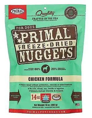 Primal Chicken Formula Nuggets gabonamentes nyers fagyasztva szárított kutyaeledel