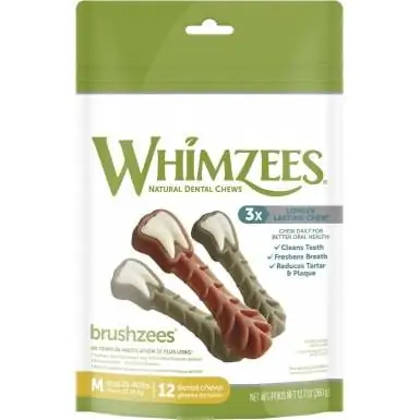 Delícies dentals per a gossos diaris naturals sense cereals de WHIMZEES Brushzees