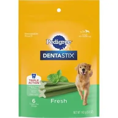 Pedigree Dentastix ახალი პიტნის არომატით დიდი სტომატოლოგიური ძაღლების მკურნალობა