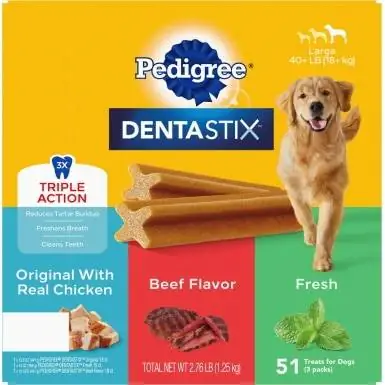 Pedigree Dentastix Γνήσιες οδοντιατρικές λιχουδιές για σκύλους με γεύση βοείου κρέατος & φρέσκο πακέτο με γεύση μέντας