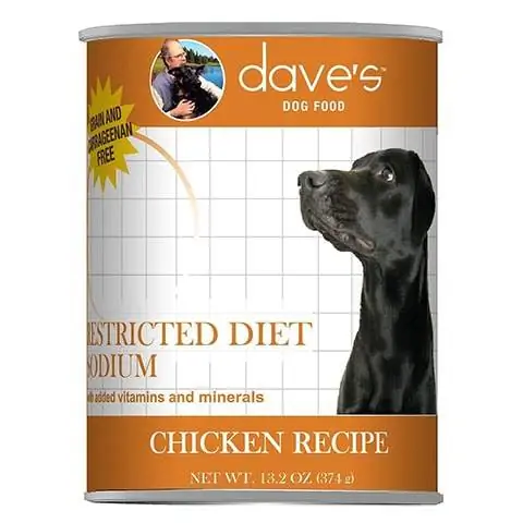 Receita de frango de comida enlatada com restrição de sódio da Dave's Pet Food