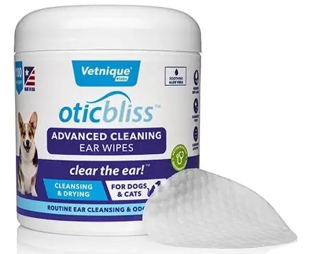 Vetnique Labs Oticbliss Lenços de ouvido de limpeza avançada para cães e gatos