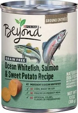 6Purina Beyond Ocean Comida enlatada sem grãos para peixe branco, salmão e batata-doce