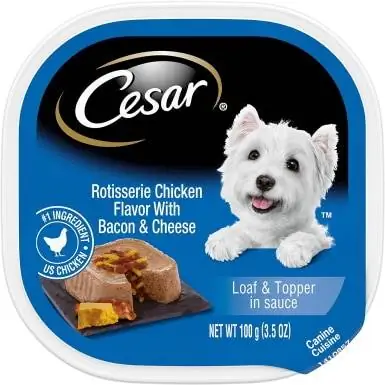 Cesar Loaf & Topper w sosie o smaku kurczaka z rożna z bekonem i serem na tacce dla psów