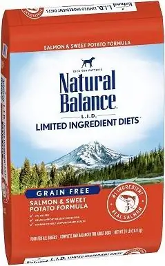 7Natural Balance L. I. D. Alimenti secchi per cani con formula a base di salmone e patate dolci a base di ingredienti limitati