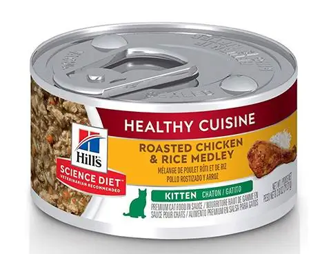 Hill's Science Diet Kitten He althy Cuisine Kattenvoer in blik, Geroosterde Kip & Rijst Medley