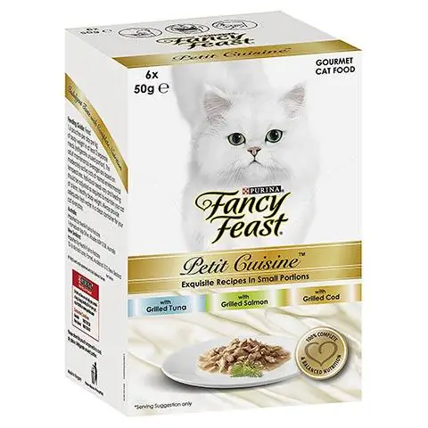 Fancy Feast Petit Cuisine tonhal, lazac és tőkehal nedves macskaeledel