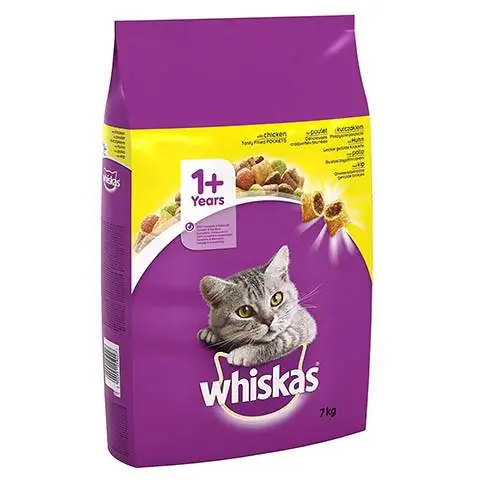 Whiskas 1+ غذای کامل خشک گربه برای گربه های بالغ