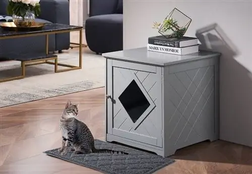 Unipaws Boîte à litière pour chat décorative en forme de diamant