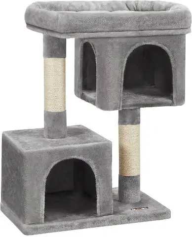 FEANDREA Cat Tree Compact Cat Condo dengan 2 Gua