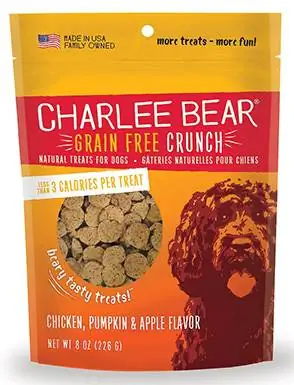 Charlee Bear Natural Bear Crunch be grūdų vištienos, moliūgų ir obuolių skanėstai