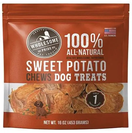 Wholesome Pride Pet Treats Sweet Potato Chews Golosinas deshidratadas para perros