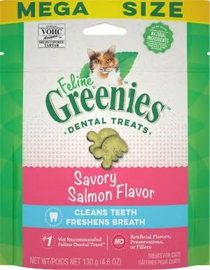 Greenies Feline Savory Salmon Flavor Adult Dental Cat Treats