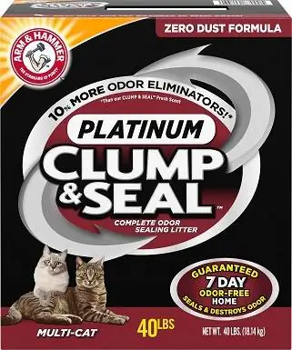 Arm & Hammer 40lb Clump & Seal პლატინის ნაგავი