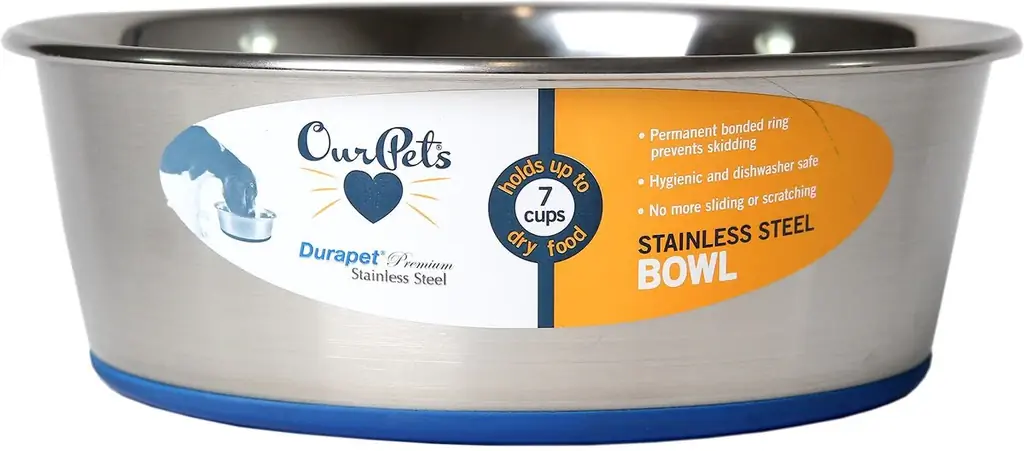 OurPets Durapet Premium Bol din oțel inoxidabil lipit cu cauciuc