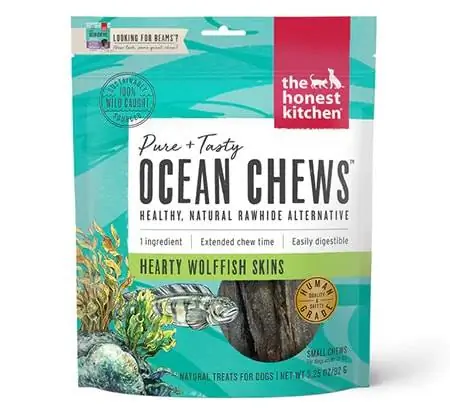 Vigas de pele de peixe-lobo da Ocean Chews