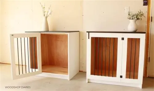 Armadietto per gabbie per cani in legno fai-da-te di Woodshop Diaries