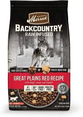 Merrick Backcountry Freeze-Dried Makanan Anjing Kering Bebas Gandum Mentah