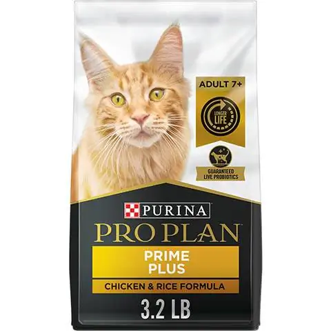 Purina Pro Plan Prime Plus Adult 7+ vistas un rīsu formula sausā kaķu barība