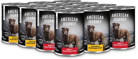 بسته بندی گوشت مرغ و گوشت گاو American Journey Stews کنسرو غذای سگ بدون غلات