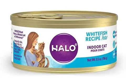 Receta de pescado blanco Halo Paté Comida enlatada para gatos