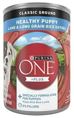 Purina ONE SmartBlend Classic Ground He althy Puppy Lamb & Long Grain Rice Entrée Canned Dog Food