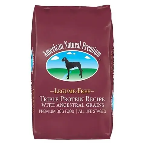 American Natural Premium Triple Protein Rezept mit Ancestral Grains, hülsenfruchtfreies Premium-Trockenfutter für Hunde