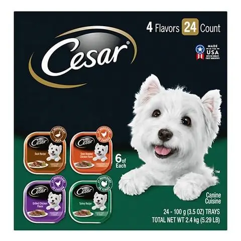 Cesar Poultry Variety Pack พร้อมถาดอาหารสุนัขไก่ ไก่งวง และเป็ด