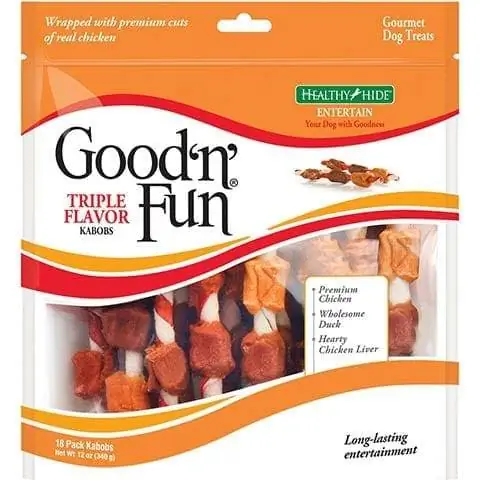 Good 'n' Fun Triple Flavour Kabobs Chicken, Duck & Chicken Liver Dog Chews