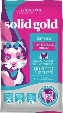 6 Solid Gold Mighty Mini Toy & Small Breed Gut He alth Chicken, ρεβίθια και κολοκύθας Ξηρά τροφή για σκύλους χωρίς δημητριακά