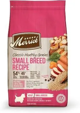 8 Receta Merrick Classic He althy Grains për raca të vogla Ushqimi i thatë i qenve për të rritur