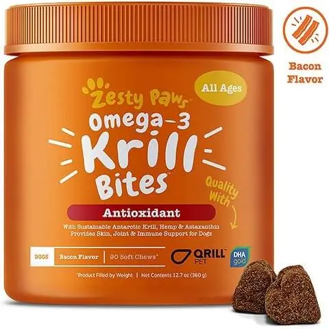 Zesty Paws Krill óleo de peixe para cães