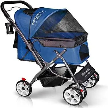 WonderFold Pet 4-Räder, zusammenklappbarer Haustier-Kinderwagen