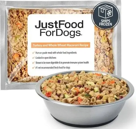 JustFoodForDogs Turki & Resep Makaroni Gandum Utuh Makanan Anjing Segar Tingkat Manusia Beku