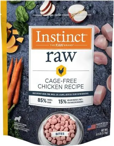 Instinct Frozen Raw Bites Rețetă de pui fără cereale fără cuști Hrană pentru câini