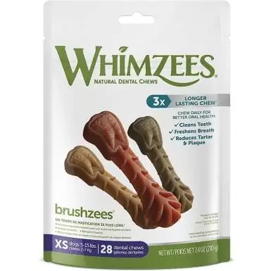 WHIMZEES Brushzees Daily Grain-Free X-Small Dental Dog Treats