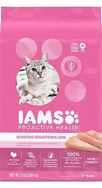 Iams Proactive He alth Sensitive Hazm va Teri Turkiya quruq mushuk yemi