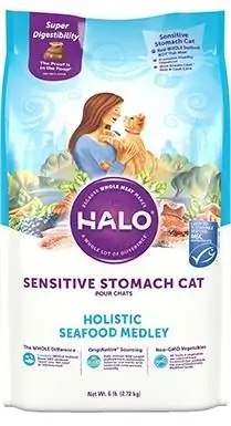 Halo Holistic Seafood Medley მგრძნობიარე კუჭის მშრალი კატის საკვები