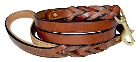 Soft Touch Collars Leather สายจูงสุนัขแบบถักทูโทน