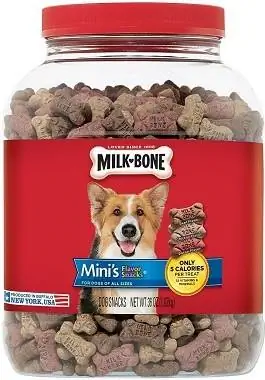 Milk-Bone Mini's Flavour Snacks Бисквит со вкусом говядины, курицы и бекона Лакомства для собак