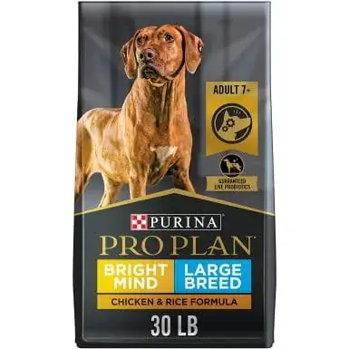 Ração para cães sênior de raças grandes Purina Pro Plan, Bright Mind 7+ Chicken & Rice Formula