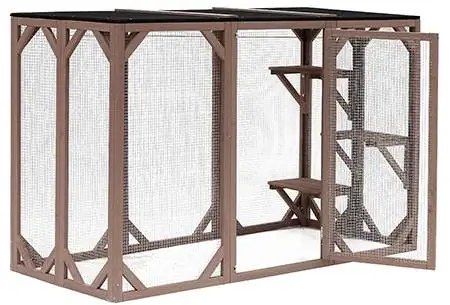 PawHut Wooden Outdoor Catio με 3 Πλατφόρμες