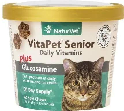 NaturVet VitaPet Kıdemli Günlük Vitaminler Artı Glukozamin Kedi Takviyesi