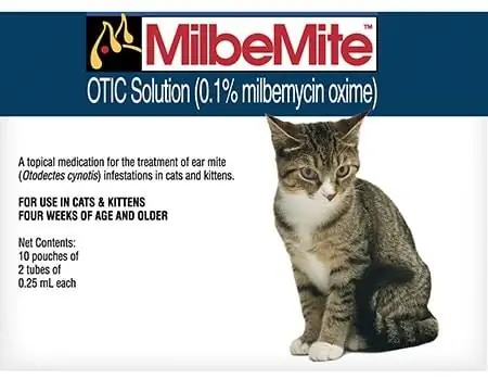 MilbeMite Otic Solution para sa Mga Pusa