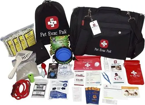 Pet Evac Pak Ultimate Cat Pak Kit de emergência para animais de estimação e transportadora