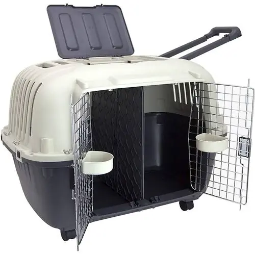 SportPet Designs Large Double Wire Door Plastic Kennel (1)