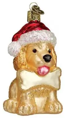 Ou Wêreld Kersfees Jolly Pup Glasboom Ornament