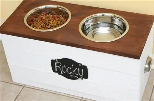 Happy Go Lucky Dog Food feeding Station with Storage