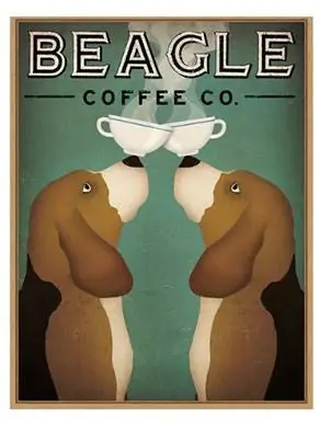 Beagles e arte de parede de café