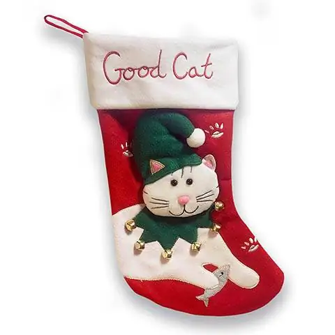 Zoo Cat Christmas Stocking nrog Tswb